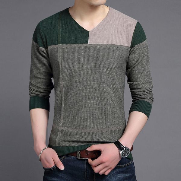 

men's sweaters stylish vneck loose spliced knitted casual sweater men's clothing autumn oversized allmatch korean pullovers warm, White;black
