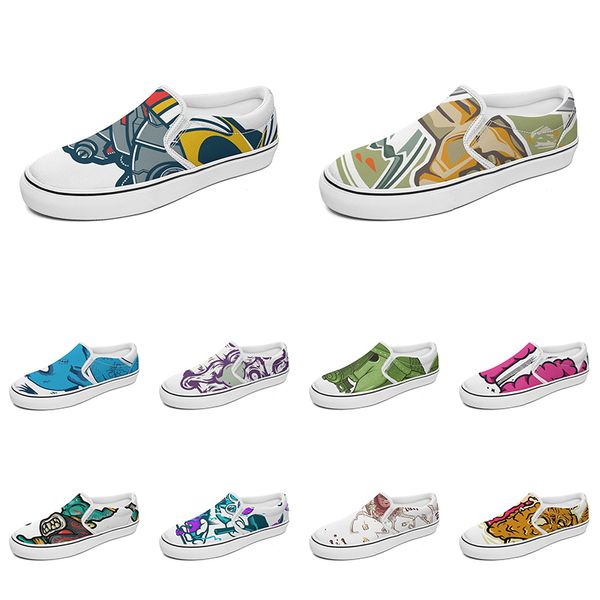

men women custom slip on canvas shoes anime cartoon animal design diy word black white blue red outdoor mens trainer 116