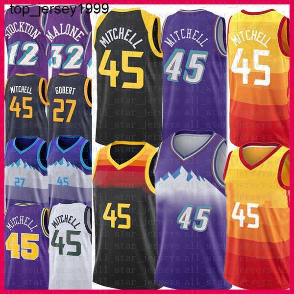 

donovan mitchell basketball jersey rudy gobert john stockton mens shirts 2021 new karl malone jerseys vintage 45 27 12 32, Black;red
