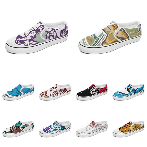 

men women custom slip on canvas shoes anime cartoon animal design diy word black white blue red outdoor mens trainer 009