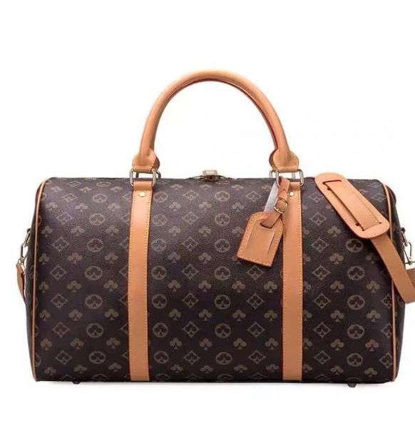 

2022 men duffle bag women travel bags hand luggage luxury designer travel bag men pu leather handbags large cross body bag totes 55cm