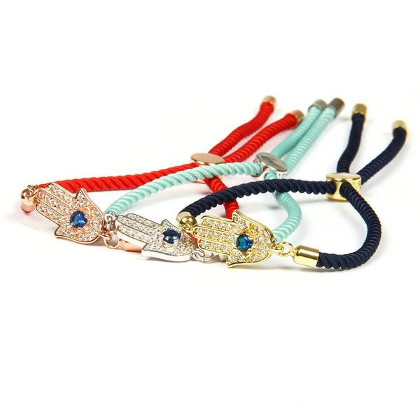 

chain wholesale 10pcs/lot blue cz fatima hand hamsa lace up bracelet gift for men and women drop delivery jewelry bracel dhfbz, Black
