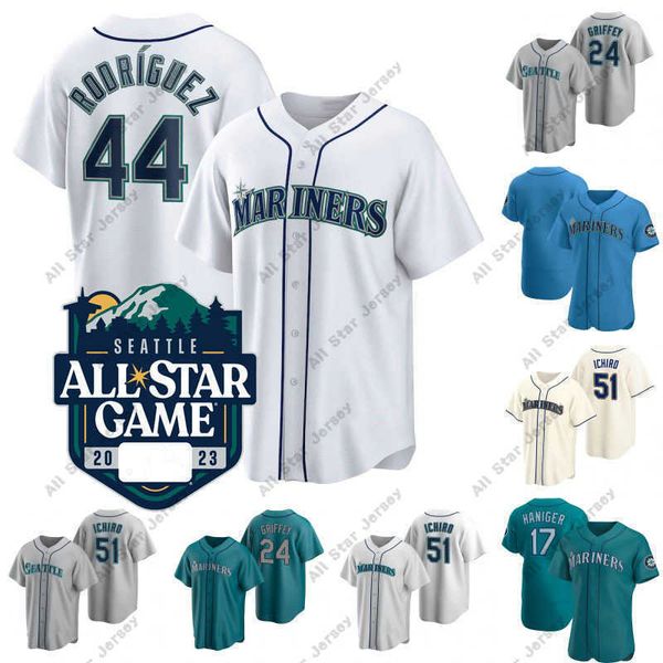 

baseball jerseys seattle julio rodriguez 2023 all-star game jerseys mariner ken griffey jr. ichiro suzuki mitch haniger robbie ray carlos sa, Blue;black