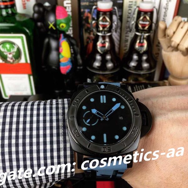 

luxury watch for mens mechanical watchs automatic sapphire glass rubber strap 47mm sport wristwatches luminous, Slivery;brown