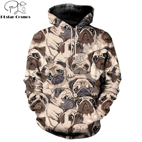 

men's hoodies sweatshirts plstar cosmos drop shipping 2019 fashion mens hoodies 3d printed animal cartoon pug hoodie harajuku streetwea, Black