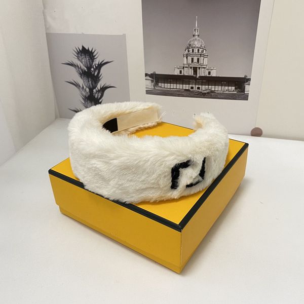 

with box 2022 christmas fur f designers headbands fashion furry hair hoop hairjewelry winter headband black white khaki 3 colors, Silver