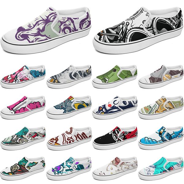 

slip-on shoes shoe canvas custom customized sneakers men women blue red yellow classic custom comfortable low platform sneaker color48725 iz, Black