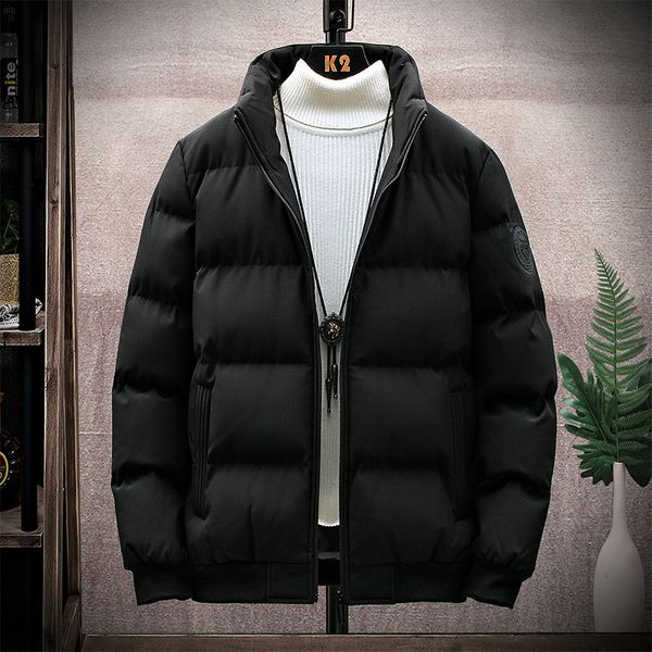 

mens down parkas winter stand collar thickened cotton shirt fashion casual jacket men long sleeve warm overcoat size m5xl 221117, Black