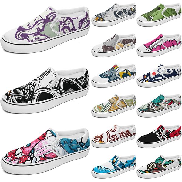 

custom shoes slip-on canvas shoe customized sneakers men women blue red yellow classic custom comfortable low platform sneaker color58
