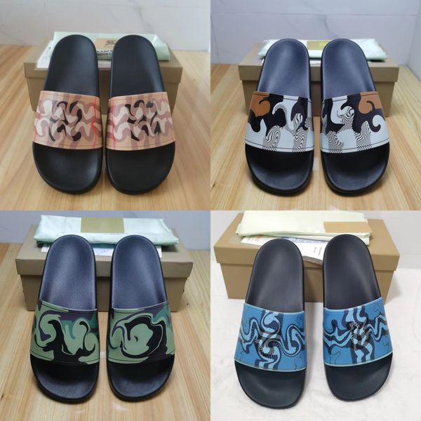 

designer men's slippers women's fashion letters bur slippers luxury summer ladies flat rubber sandals beach shoes sizes 35-45 with, Black