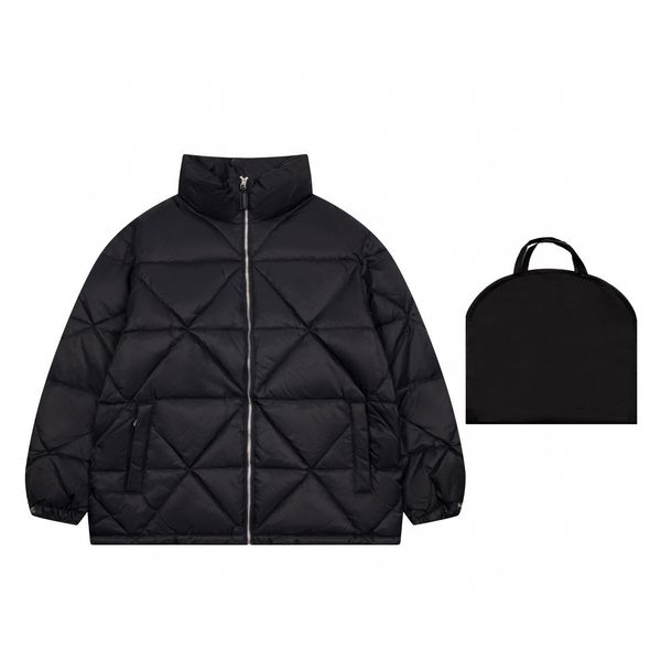 

luxury designer triangle mens down cotton jacket with lettered womens down embroidered chest insignia warm winter jacketss, Black