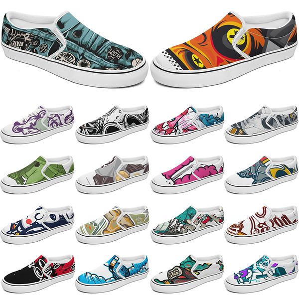 

custom shoes slip-on canvas shoe customized sneakers men women blue red yellow classic custom comfortable low platform sneaker color96