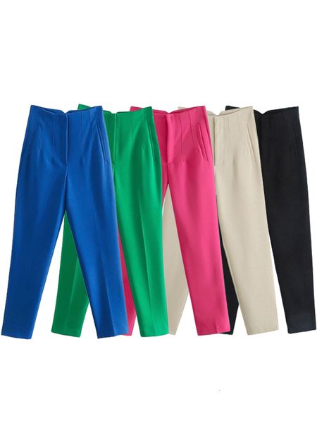 

women's pants capris klkxmyt woman pants chic fashion office wear traf pants for women vintage high waist zipper fly female ankle trous, Black;white