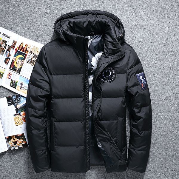 

men's down parkas fashion winter big hooded duck jackets men warm coats male casual outerwer 221117, Black