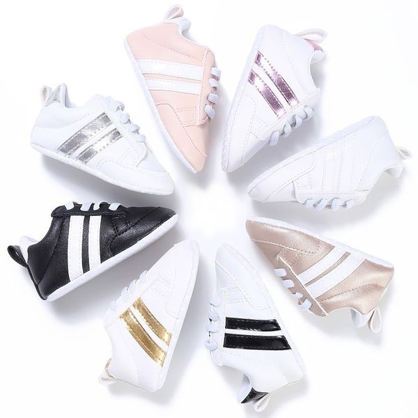 

first walkers born baby shoes boy girl classical sport soft sole pu leather multicolor walker crib moccasins casual sneakers 221117