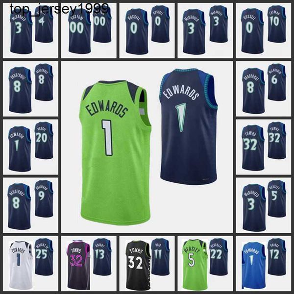 

2022 min basketball anthony edwards jersey minnesotn timberwolvn men d'angelo russell karl anthony towns patrick beverley vanderbilt ro, Black;red