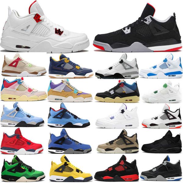

basketball shoes sport sneakers black cat university blue white grey mens pure royalty 2022 new arrived 4 4s retro bred unc the cactus eur