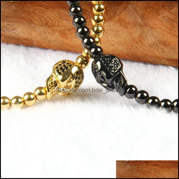 

charm bracelets pseira mascina wholesale mix colors 4mm brass beads exquisite three sides black cz skl rame bracelet drop delivery j dhq9m, Golden;silver