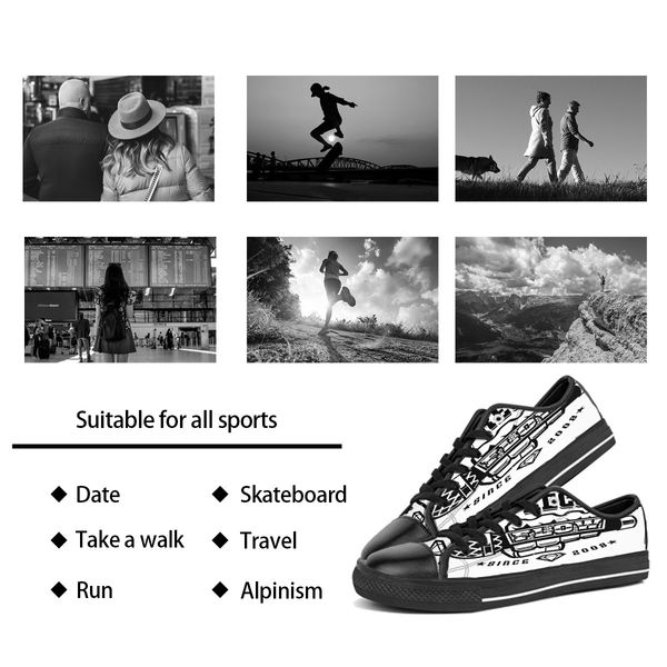 

custom shoes classic canvas low cut skateboard casual triple black accept customization uv printing low mens womens sports sneakers breathab