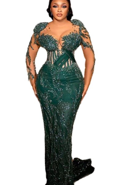 

aso ebi 2022 arabic mermaid luxurious prom dresses lace beaded evening formal party second reception birthday engagement gowns dress sh014, Black