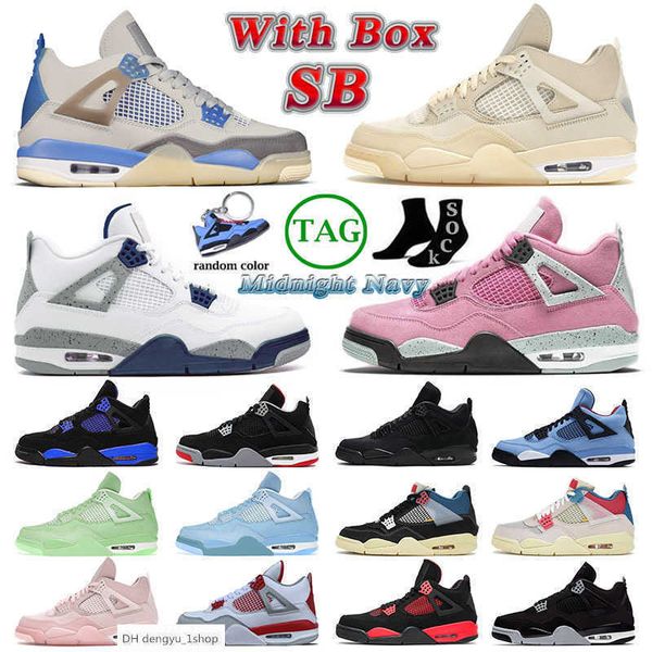 

with box jumpman 4 4s iv designer basketball shoes for mens womens sb bred retro military black j4 midnight navy blue thunder jordas