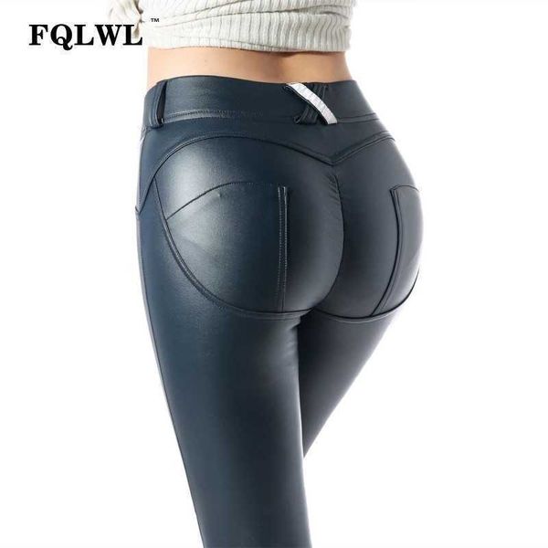 

women's leggings habbris faux pu leather leggins high waist black push up jegging warm winter pants t221020