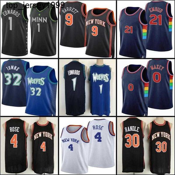 

derrick 4 rose mens jersey julius 30 randle rj 9 barrett karl-anthony 32 cidades anthony 1 edwards kevin basketball jerseys garnett, Black;red