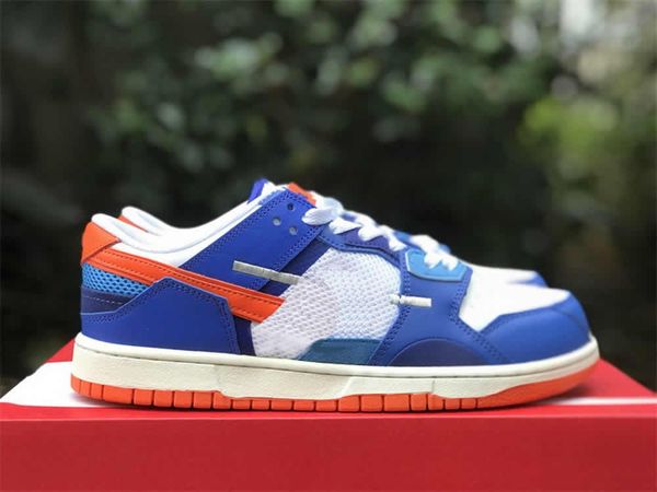 

shoes dunked low scrap knicks women men sb white blue-orange outdoor sneakers