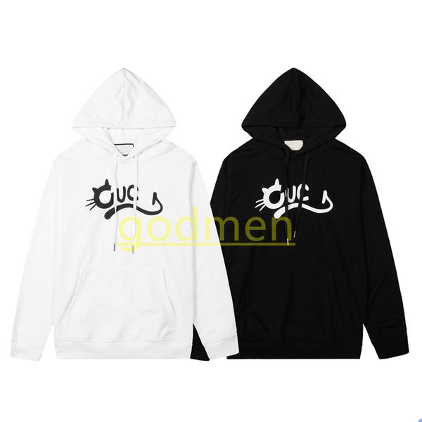 

autumn winter mens casual hoodies fashion womens cute cat ears letter print hooded couples loose clothing asian size m-2xl, Black