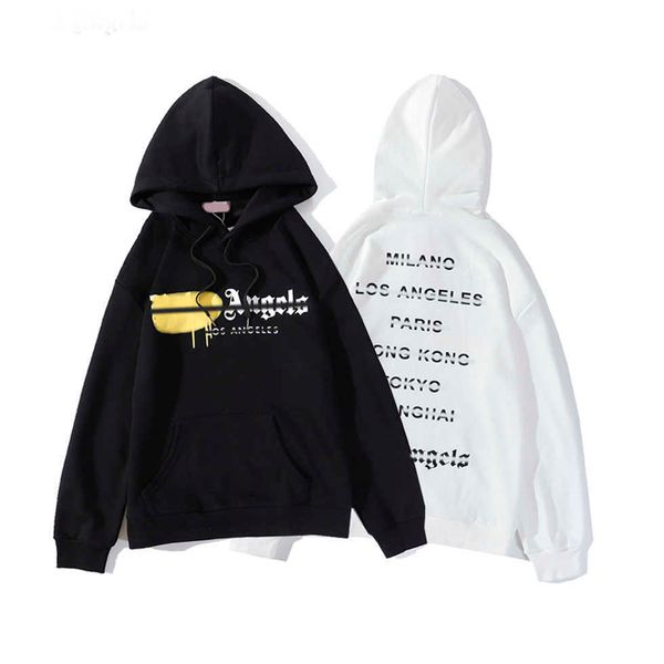 

22ss mens women designer angels palm hoodie sweater sweatshirts streetwear t shirt loose lovers luxury goose canada jackets pa of ow white, Black