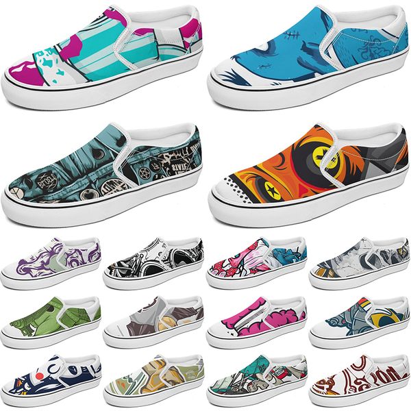 

custom shoes slip-on canvas shoe customized sneakers men women blue red yellow classic custom comfortable low platform sneaker color64