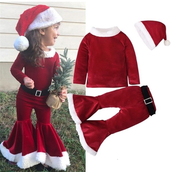 

girls dresses kids christmas santa claus outfit born clothing sets winter fleece pantshats baby boys clothes costume xmas 221116, Red;yellow