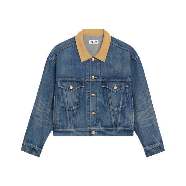 

duyou mens jackets v-shaped trucker jacket in union wash denim classic washed shirts high-end fashion for men women coat 851091, Black;brown