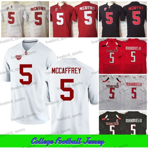 

ncaa 5 christian mccaffrey football jersey 5 patrick mahomes ii texas tech red ncaa black white mens stitched jerseys 150th mesh