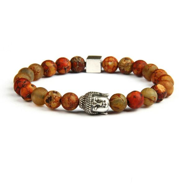 

beaded new party jewelry sier buddha yoga bracelet with 8mm natural vintage onyx stone beads wholesale 10pcs/lot drop delivery bracel dhevs, Black
