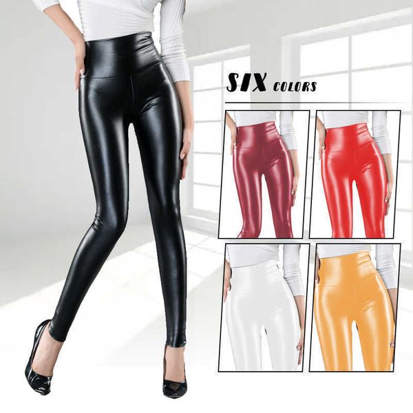 

women's leggings women elastic stretch faux pu leather autumn winter pencil pants velvet pu leather pants female skinny tight trousers, Black