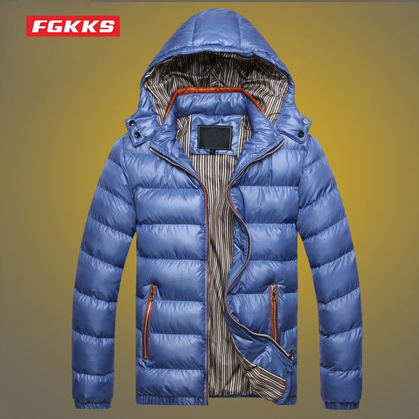 

mens down parkas fgkks coat removable trendy hooded coats thickened couples gentlemens cotton jacket male parka 221117, Black
