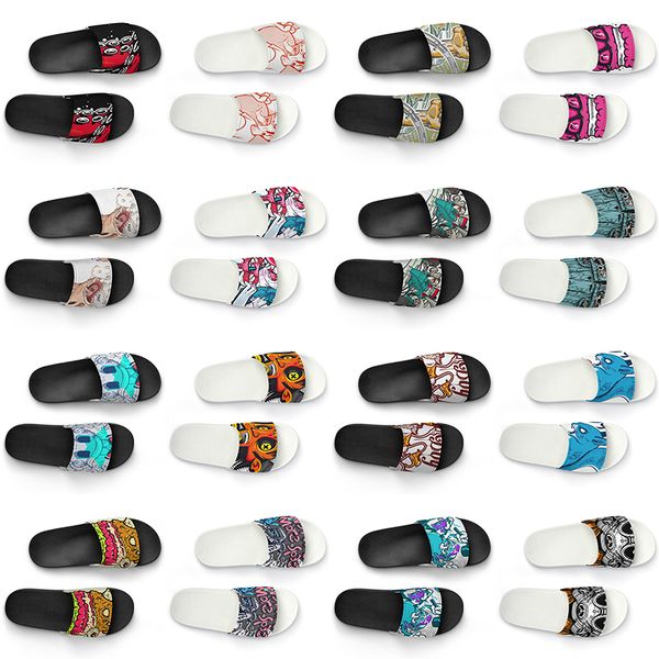 

men women custom slippers shoes artoon animal design diy word black white blue red mens trainer 216