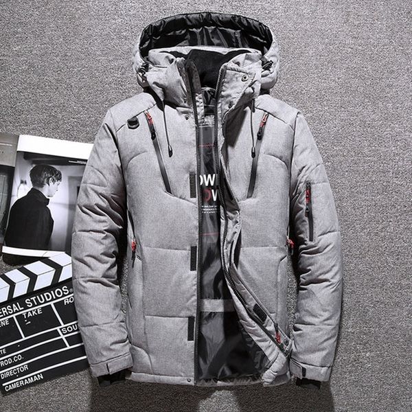 

men's down parkas -30 degree winter mens thick warm white duck jacket hooded windbreaker hombre coats oversized puffer jackets 221117, Black