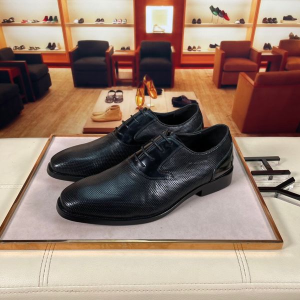 

mens designer dress shoes genuine leather business office work formal flats male brand designer party wedding oxfords size 38-44, Black