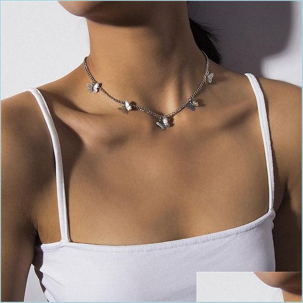 

pendant necklaces butterfly pendant necklace gold chains necklaces chokers women summer fashioin jewelry gift drop delivery pendants dh74e, Silver
