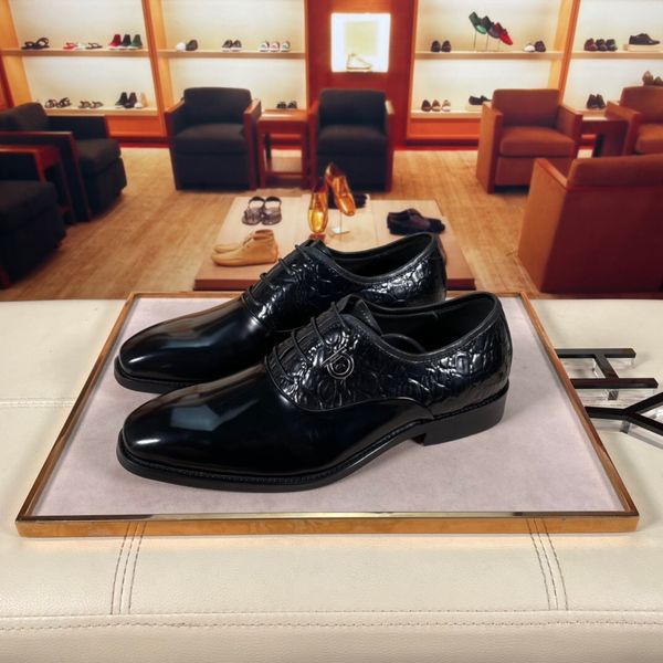 

new mens designer dress shoes genuine leather fashion business office work formal oxfords brand designer party wedding flats size 38-44, Black