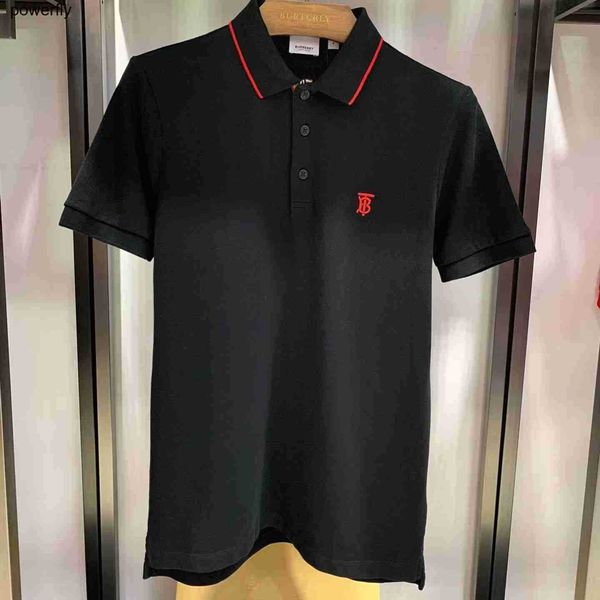 

men's polos designer short sleeved polo shirt lapel burbrerys t-shirt leisure business pure cotton men fashion tee, White;black