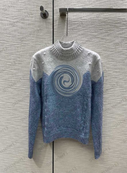 

brand womens sweaters color matching chest logo print pullover knit sweater thread standing collar long sleeve standard knitwear women appar, White;black