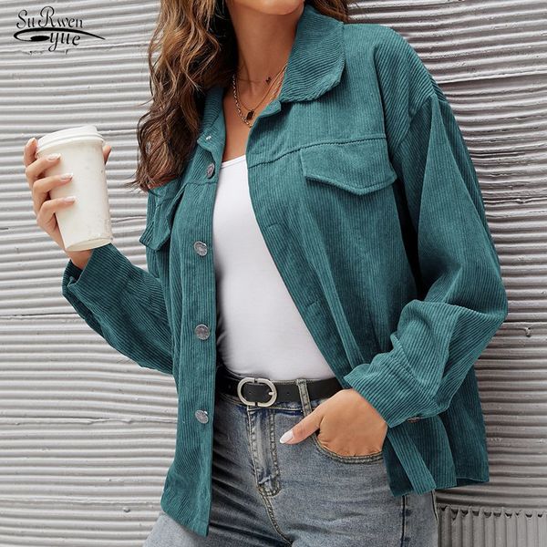 

women's jackets corduroy jacket autumn winter casual long sleeve female clothing buttons coats outwear windbreaker 23270 221117, Black;brown