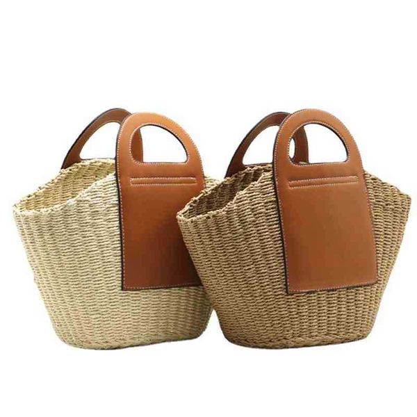 

new portable straw woven bag style fashionable women's handbags design deals
