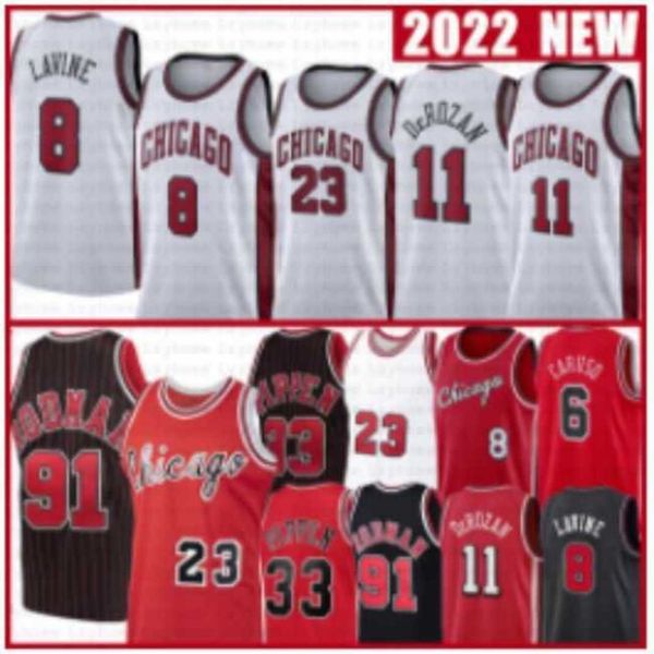 

demar derozan zach lavine city basketball jersey lonzo ball scottie pippen chicagos alex caruso bull derrick rose dennis rodman 2022 23 city, Black;red
