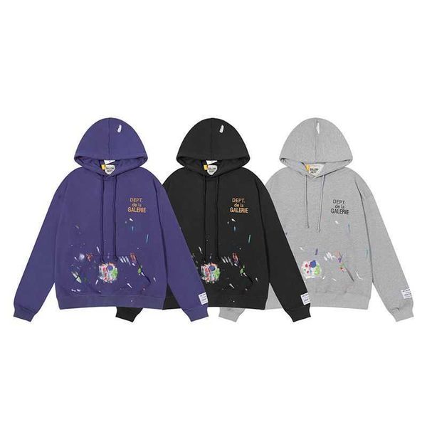 

men's hoodies sweatshirts designer galleryes hip hop quality original james' same upper body hand-painted terry sweater men and wo, Black