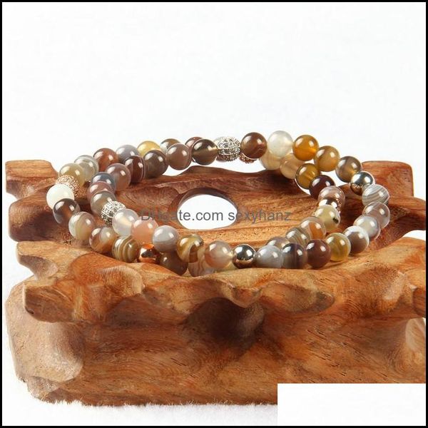 

charm bracelets fashion womens summer jewelry wholesale 6mm natural bota stone beads with clear cz ball bracelet drop delivery bracel dhcbp, Golden;silver