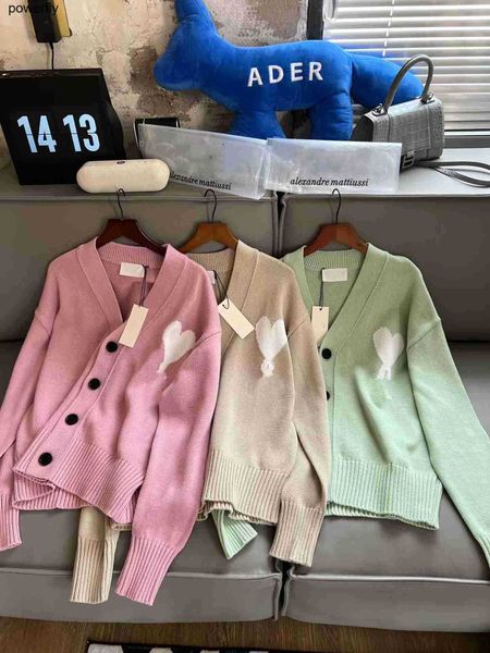 

men's sweaters designer 2022 new amis love embroidered cardigan loose single breasted men women fashionsweater, White;black